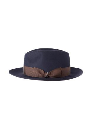 Gentleman's hat (leather band) DUKE, 970/870 navy/dark brown | Beaver felt dark