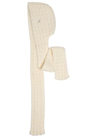Kapuzenschal MOBY, ecru | Babymerino handgestrickt